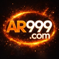 AR999 glowing casino game logo with fiery orange ring on dark background